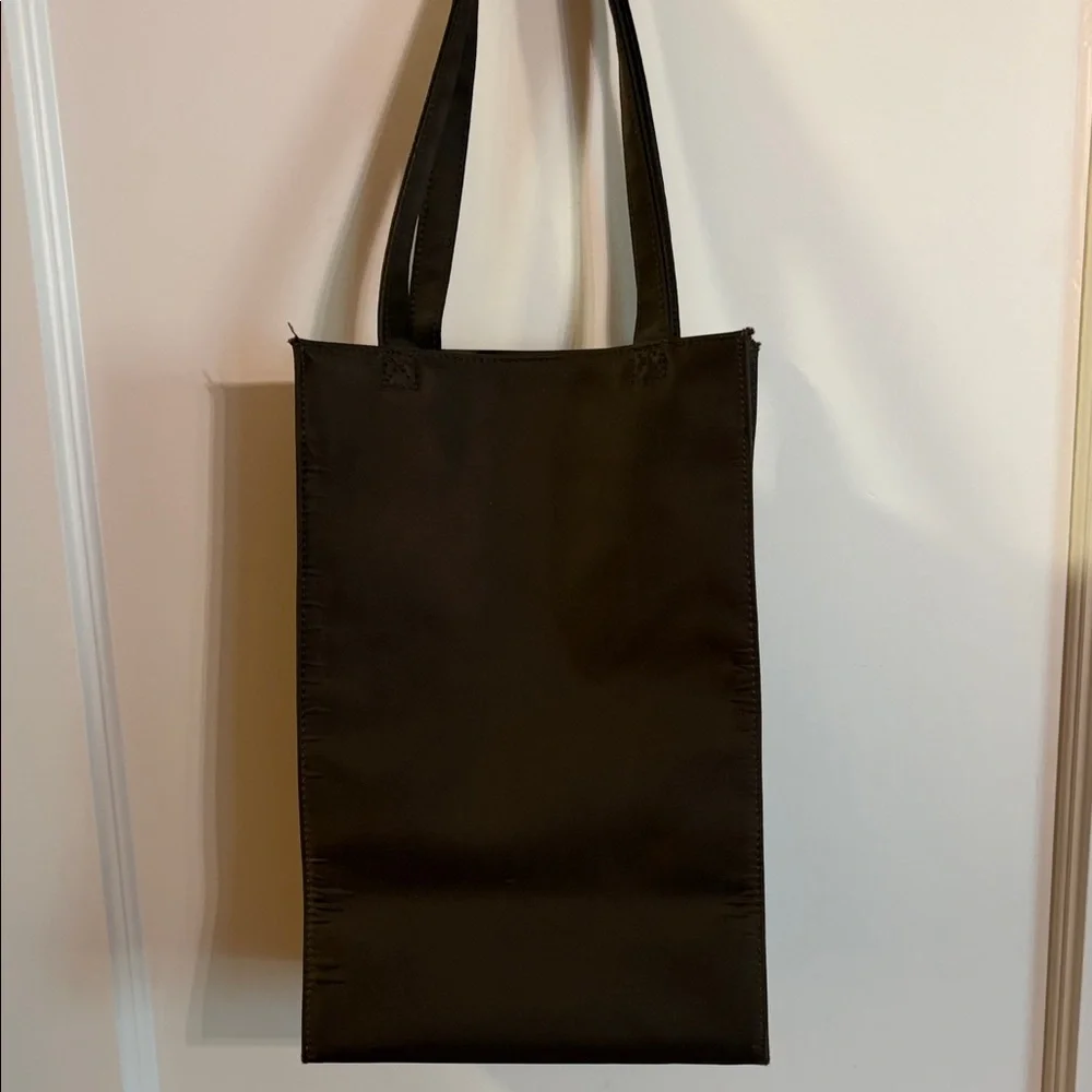 Saks Fifth Avenue Dark Brown Carryall Satin Tote - Picture 5 of 11